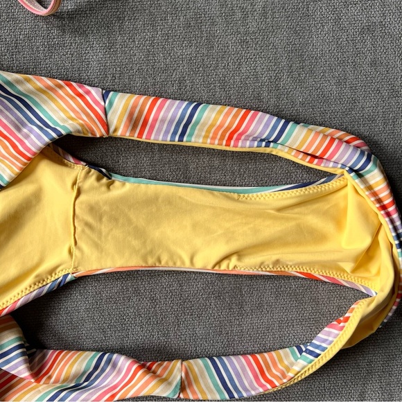 Marine Layer Havana Bikini Top + Bottom Rainbow Striped Halter - Picture 7 of 8
